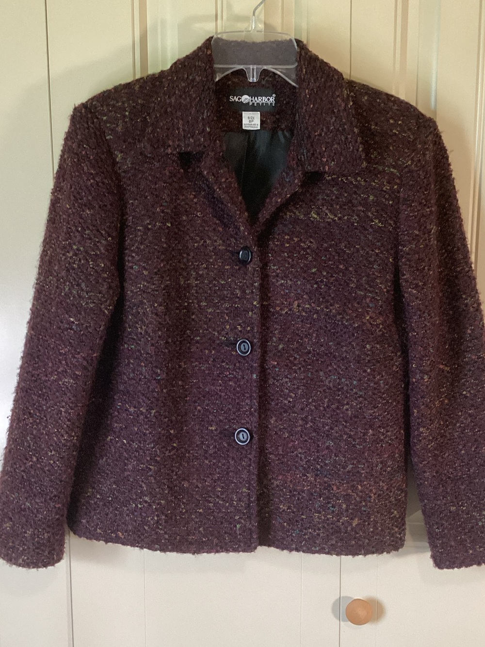 Sag Harbor Women's Plum Marled Bouclé Button Jacket